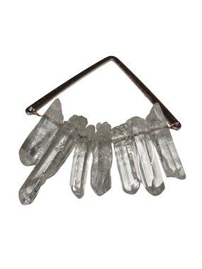 Boho Raw Clear Quartz Crystal Pendant Rose Gold Wire Frame Fashion Jewelry